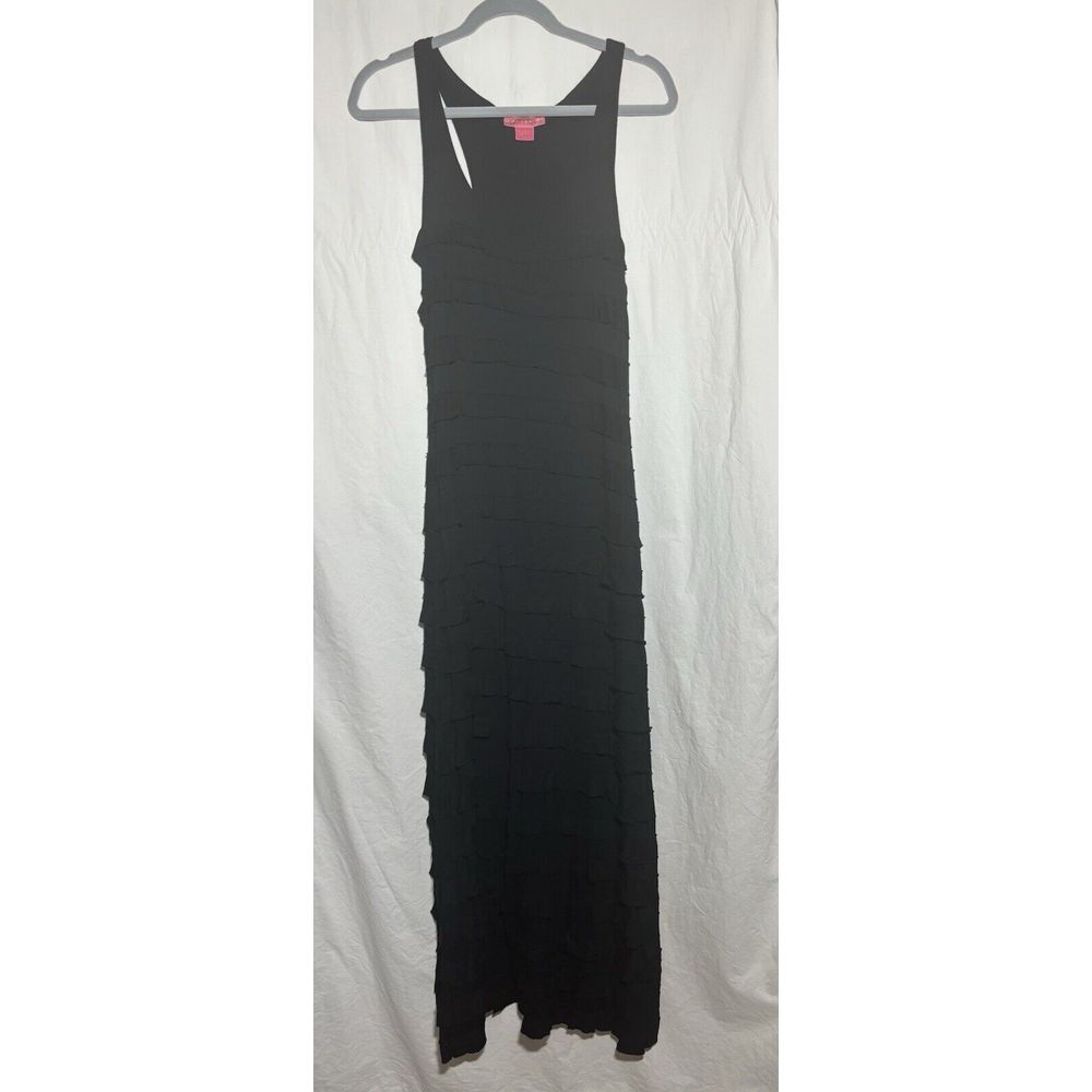Charlotte Tarantola tiered ruffle maxi dress‎ Black Medium EUC T1